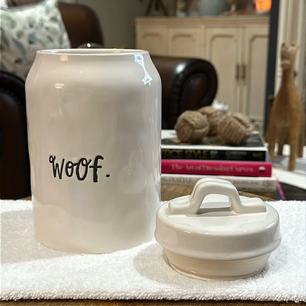 🐾🖤 Rae Dunn “Woof” Canister for 🦮 Furry Baby 🐕‍🦺 Treats 🖤🐾
